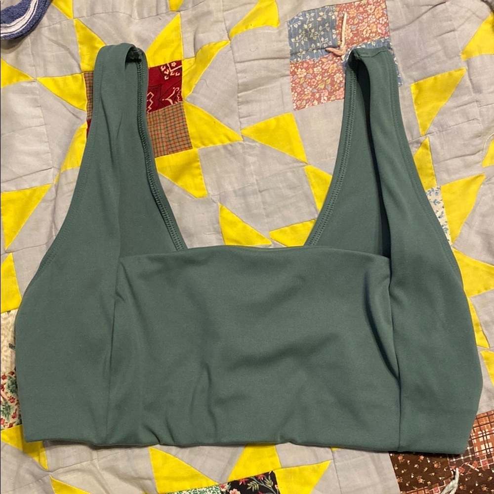 PINK Victoria's Secret Green Sports Bra with Square Neckline